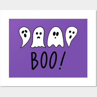 Halloween Ghosts Boo! (black text) Posters and Art